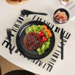 36 pcs Wheat Straw Dinnerware Sets, Unbreakable Reusable Dinnerware Set Kitchen Cups Plates and Bowls Sets, Dishwasher Microwave Safe Plates,Outdoor Camping Dishes (Black) - Image 4