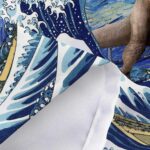 Funny Cat Shower Curtain, Cool Dinosaur Cat in Japanese Kanagawa Waves Shower Curtain for Bathroom, Blue Ocean Fabric Hilarious Anime Shower Curtain Set with 12PCS Hooks, 70X85IN - Image 8