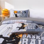 A Nice Night Twin Comforter Set 6 Piece Bed-in-a-Bag with Comforter & Sheet Set for All Seasons,Basketball Court with Sportsman Slam Dunk Printing for Kids Teen Boys,Gray - Image 7