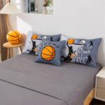 A Nice Night Twin Comforter Set 6 Piece Bed-in-a-Bag with Comforter & Sheet Set for All Seasons,Basketball Court with Sportsman Slam Dunk Printing for Kids Teen Boys,Gray - Image 9