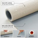 Leather Desk Pad Protector 23.6x13.7inch Non-Slip Large Gaming Mouse Pad Waterproof Desk Writing Pad Desk Blotter Laptop and Keyboard Mat for Office and Home(Light Blue) - Image 5