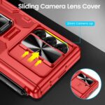 VEGO for Z Fold 6 Case with S Pen Holder, with [Hinge Protection][360-degree Rotating Kickstand][Slide Camera Cover][Front HD Screen Protector] Protective Cover for Samsung Galaxy Z Fold6 - Red - Image 4