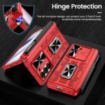 VEGO for Z Fold 6 Case with S Pen Holder, with [Hinge Protection][360-degree Rotating Kickstand][Slide Camera Cover][Front HD Screen Protector] Protective Cover for Samsung Galaxy Z Fold6 - Red - Image 5