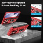 VEGO for Z Fold 6 Case with S Pen Holder, with [Hinge Protection][360-degree Rotating Kickstand][Slide Camera Cover][Front HD Screen Protector] Protective Cover for Samsung Galaxy Z Fold6 - Red - Image 7