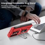 VEGO for Z Fold 6 Case with S Pen Holder, with [Hinge Protection][360-degree Rotating Kickstand][Slide Camera Cover][Front HD Screen Protector] Protective Cover for Samsung Galaxy Z Fold6 - Red - Image 10