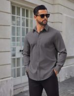 COOFANDY Mens Tech Dress Shirts Long Sleeve Poplin Formal Shirt Casual Button Down Shirts - Image 3