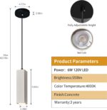 Concrete Linear Pendant Light,LED Industrial Hanging Cement Pendant Lighting Fixture for Kitchen Island Dinning Room Bedroom Bedside Table Small Pendant Lights - Image 3
