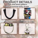 Dog Grooming Belly Straps – Adjustable Grooming Loops with Cute Paw & Bone Pattern – Pet Grooming Belly Support Band Table Accessories Restraint Noose for Small to Large Dogs(Black) - Image 5