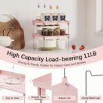 2 Pcs Cabinet Organizer Shelf，Stackable Kitchen Counter Shelves, Spice Rack,Countertop Organizers，Pink Plastic Storage Shelves Rack for Makeup，Bathroom, Cupboard，Desk，Pantry Organization - Image 6