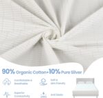 Grounding Sheets White King Size - 90% Organic Cotton + 10% Pure Silver Fitted Bed Sheet for Earthing - 400 Thread Count Deep Pocket Grounded Sheet - Improved Sleep Down to Earth Ground Bedding - Image 3
