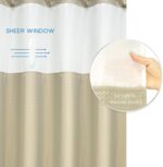 ARICHOMY Shower Curtain Set Waffle Weave Curtain Fabric Shower Curtain Set 250GSM Hook Free Removeable Liner, Machine Washable 71by 74inch Sivler Grey Color - Image 4