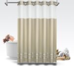 ARICHOMY Shower Curtain Set Waffle Weave Curtain Fabric Shower Curtain Set 250GSM Hook Free Removeable Liner, Machine Washable 71by 74inch Sivler Grey Color - Image 6