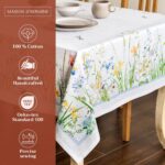 Maison d' Hermine Table Cloth Rectangle Table 100% Cotton 60 x 108 Inches Tablecloth Reusable Decorative for Dining Room, Farmhouse, Home, Party, Festive & Wedding Spring Summer - Fleurs De Mai - Image 3