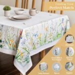 Maison d' Hermine Table Cloth Rectangle Table 100% Cotton 60 x 108 Inches Tablecloth Reusable Decorative for Dining Room, Farmhouse, Home, Party, Festive & Wedding Spring Summer - Fleurs De Mai - Image 6