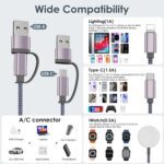 2Pack Travel Essentials for Apple Watch Charger,3 in 2 USB C Cable for Multi Charging Cable Cord,Vacation Camping RV Essentials Portable Designed for iWatch &iPhone 17-11 -4FT Gray - Image 3