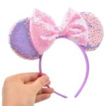 Mouse Ears Bow Headbands Sequin Hairband Butterfly Glitter Hair Accessories for Girls Women (purple) - Image 3