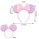 Mouse Ears Bow Headbands Sequin Hairband Butterfly Glitter Hair Accessories for Girls Women (purple) - Image 4