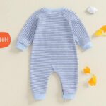 Infant Baby Boy Long Sleeve Romper Jumpsuit Pants Football Game Day Stripe Waffle Knit Outfit Fall Winter Clothes - Image 6