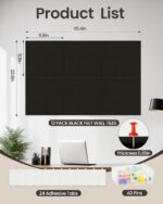Large Cork Board for Wall 36" x 24", Black Bulletin Board, 12 Pack Felt Wall Tiles with 40 Pushpins, Cork Boards for Office Push PinTack Boards School Walls Decor - Image 3
