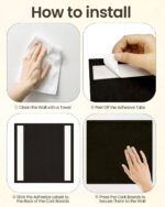 Large Cork Board for Wall 36" x 24", Black Bulletin Board, 12 Pack Felt Wall Tiles with 40 Pushpins, Cork Boards for Office Push PinTack Boards School Walls Decor - Image 9
