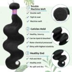 Body Wave Bundles Human Hair 18 Inch 14A Human Hair Bundles Real 100% Raw Unprocessed Brazilian Virgin Sew in Quick Weave Natural Black Deals Thick Hair Extensions - Image 4