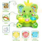 Baby Elephant Musical Stuffed Animals Toy with Light-Up Music & Crinkle Sound Paper,Infant Bilingual Early Learning Education Toys,Tummy Time Toys for 0-3-6-12+ Months Boy Girl, Green - Image 3
