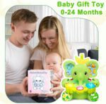 Baby Elephant Musical Stuffed Animals Toy with Light-Up Music & Crinkle Sound Paper,Infant Bilingual Early Learning Education Toys,Tummy Time Toys for 0-3-6-12+ Months Boy Girl, Green - Image 7