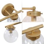 Bathroom Light Fixtures, Gold Vanity Light with 3 Clear Globe Glass, 19.5” (L) x6” (W) x 7.5” (H) - Image 6