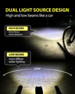 TOWILD DL1700 Bike Lights for Night Riding,1700LM Dual Light Source Super Bright Bicycle Headlight,Waterproof Bike Front Light for Mountain Road Cycling - Image 3