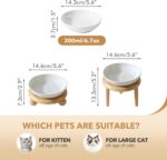 Raised Ceramic Wide Whisker Friendly Cat Dish, Anti-Slip Food&Water Bowl with 2 Style Stand Adjustable Pet Bowl Set (1Dish+Stand, White) - Image 3