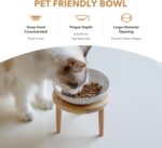 Raised Ceramic Wide Whisker Friendly Cat Dish, Anti-Slip Food&Water Bowl with 2 Style Stand Adjustable Pet Bowl Set (1Dish+Stand, White) - Image 6