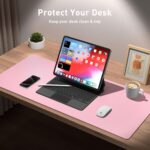 Aothia Leather Desk Pad Protector, Mouse Pad, Office Desk Mat, Non-Slip PU Leather Desk Blotter, Laptop Desk Pad, Waterproof Desk Writing Pad for Office and Home (23.6" x 13.7", Fairy Pink) - Image 3