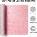 Aothia Leather Desk Pad Protector, Mouse Pad, Office Desk Mat, Non-Slip PU Leather Desk Blotter, Laptop Desk Pad, Waterproof Desk Writing Pad for Office and Home (23.6" x 13.7", Fairy Pink) - Image 6