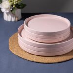 AmorArc Ceramic Dinnerware Set for 4 | Speckled Stoneware Plates and Bowls with unglazed terracotta | Scratch Resistant, Dishwasher & Microwave Safe Dishes Sets- 12-Pcs Pink - Image 9
