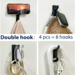 Wall Hooks for Coat and Towel: 13LB Adhesive Door Hanger Stick on, Black 4 Pack - Image 4