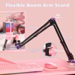 NJSJ USB Gaming Microphone for PC, Condenser Mic with Boom Arm for PS4/ PS5/ Mac/Phone with Touch Mute, RGB Lighting,Gain knob & Monitoring Jack for Streaming,Podcasting,YouTube - Image 7
