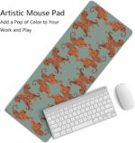 Sage Green Tiger Decor Mouse Pad,Cheetah Desk Mat,XL Large Leopard Mouse Pad,Preppy Desk Mat for Dorm Home Office Decor,31.5x11.8 Inch - Image 4