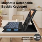 JKSML Keyboard Case for iPad 9th/8th/7th Generation 10.2 Inch 2021/2020/2019, 7 Colors Backlit Wireless Detachable Folio Keyboard Cover Thin & Light with Pencil Holder, Auto Wake Sleep (Black) - Image 5