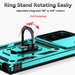 for Samsung Galaxy S24 Ultra Case with Camera Lens Cover HD Screen Protector, Military-Grade Drop Tested Magnetic Ring Holder Kickstand Protective Phone Case for Samsung Galaxy S24 Ultra (Mint) - Image 7