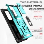 for Samsung Galaxy S24 Ultra Case with Camera Lens Cover HD Screen Protector, Military-Grade Drop Tested Magnetic Ring Holder Kickstand Protective Phone Case for Samsung Galaxy S24 Ultra (Mint) - Image 9