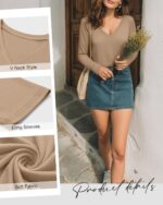 Neer 4 Pack Women's T-Shirts V Neck Long Sleeve Casual Tops Loose Fit Basic Layering Shirts Straight Hem Plain Soft Tees - Image 6