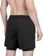 Men's 2 in 1 Athletic Quick Dry Shorts,Running Lightweight,Sweat Wicking Gym Workout Elastic Short - Image 5