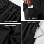 Men's 2 in 1 Athletic Quick Dry Shorts,Running Lightweight,Sweat Wicking Gym Workout Elastic Short - Image 6