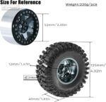 2.2 Inch Beadlock Wheel Rim & Wheel Tires for SCX10 Capra/AMG 6x6/TRX4/Red cat Gen8 Red cat Everest Gen7 Pro RC Scale Crawler Truck,Tires Tyres w/Aluminium Wheel Rim,Titanium - Image 8