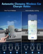 Wireless Car Charger, Fast Charging Phone Holder 3 in 1 Phone Mount Auto Clamping Car Accessories Compatible with iPhone 17 16 15 14 13 12 11 Xs XR, Samsung S23 Ultra S22 S21 S20/S10+ S9+ Note 9 - Image 4