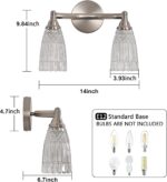 HDDFL Brushed Nickel Bathroom Light Fixture Bathroom Vanity Lighting 2 Lights Modern Glass Wall Scone for Bedroom Bath Living Room Hallway - Image 5