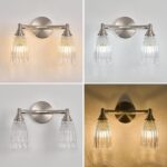 HDDFL Brushed Nickel Bathroom Light Fixture Bathroom Vanity Lighting 2 Lights Modern Glass Wall Scone for Bedroom Bath Living Room Hallway - Image 6
