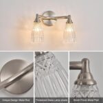 HDDFL Brushed Nickel Bathroom Light Fixture Bathroom Vanity Lighting 2 Lights Modern Glass Wall Scone for Bedroom Bath Living Room Hallway - Image 8