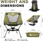 MellowCamp Camping Chair, Ultralight Folding Backpacking Hiking Chair, Compact Portable for Hiking, Camping, Backpacking, Beach, Roadtrip (Olive Green) - Image 4