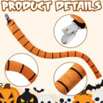 codree 7 Pcs Orange Cat Costume Accessories Set, Halloween Orange Cats Cosplay Outfits, Cats Ear Headband Nose Tail Bowtie Black Mask Tutu Skirt Socks Set for Halloween Book Day Role Play - Image 5